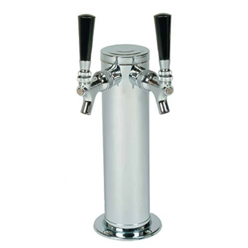 Polished 304SS 2 Tap Beer Tower - 3" Column "ALL SS"