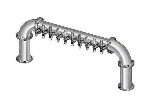 10 Tap Brushed 304SS 4" Dia. Pipe Tower - Glycol Cooled - Beverage Time