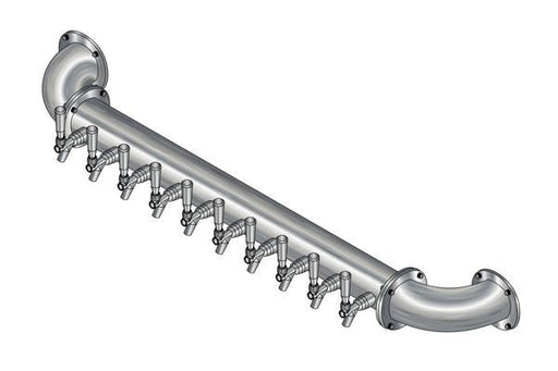 10 Tap Brushed 304SS 4" Dia. Wall Mount Pipe Tower - Glycol Cooled - Beverage Time