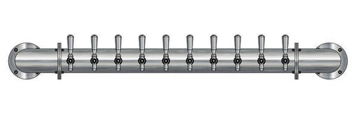 10 Tap Brushed 304SS 4" Dia. Wall Mount Pipe Tower - Glycol Cooled - Beverage Time