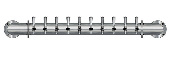 10 Tap Brushed 304SS 4" Dia. Wall Mount Pipe Tower - Glycol Cooled - Beverage Time