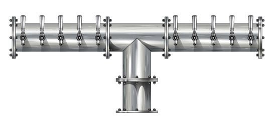 10 Tap Brushed 304SS 6" Dia. Pipe Tower - Glycol Cooled - Beverage Time