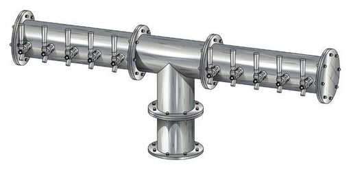 10 Tap Brushed 304SS 6" Dia. Pipe Tower - Glycol Cooled - Beverage Time