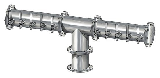 10 Tap Brushed 304SS 6" Dia. Pipe Tower - Glycol Cooled - Beverage Time