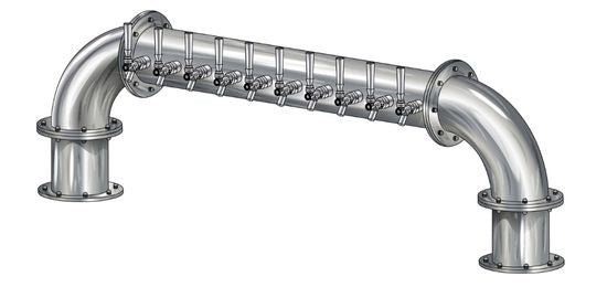 10 Tap Brushed 304SS 6" Dia. "U" Pipe Tower - Glycol Cooled - Beverage Time