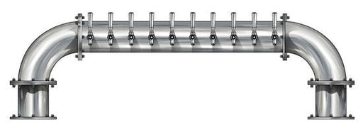 10 Tap Brushed 304SS 6" Dia. "U" Pipe Tower - Glycol Cooled - Beverage Time