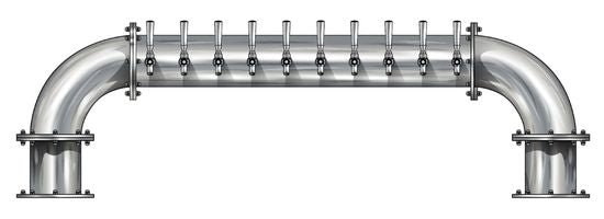 10 Tap Brushed 304SS 6" Dia. "U" Pipe Tower - Glycol Cooled - Beverage Time