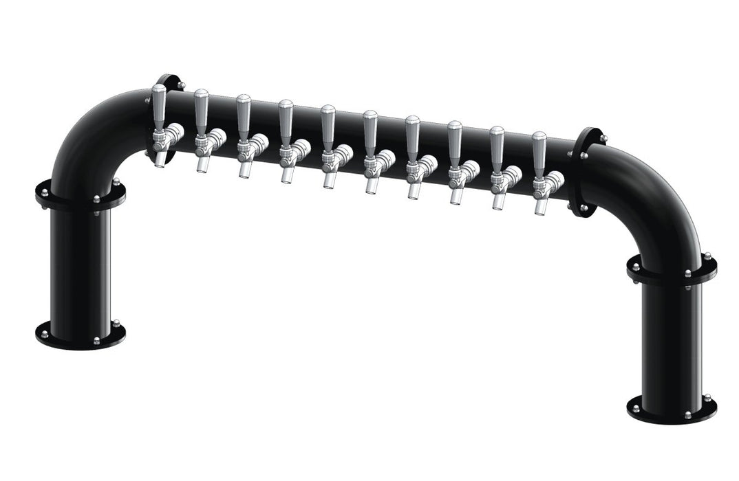 10 Tap Matte Black Powder Coated 4" Dia. Pipe Tower - Glycol Cooled - Beverage Time