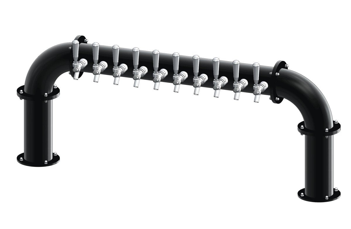 10 Tap Matte Black Powder Coated 4" Dia. Pipe Tower - Glycol Cooled - Beverage Time