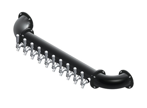 10 Tap Matte Black Powder Coated 4" Dia. Wall Mount Pipe Tower - Air Cooled - Beverage Time
