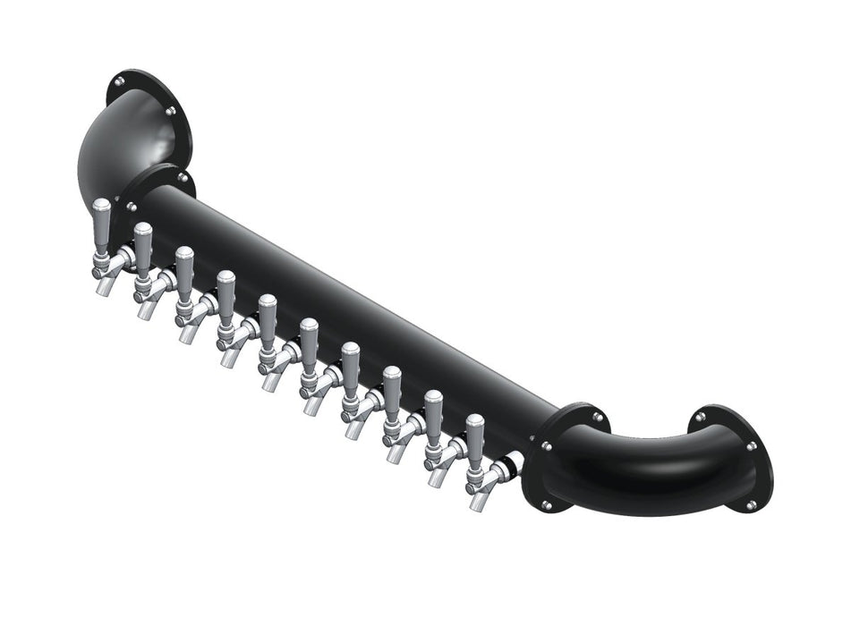 10 Tap Matte Black Powder Coated 4" Dia. Wall Mount Pipe Tower - Air Cooled - Beverage Time