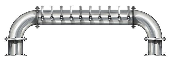 10 Tap Brushed 304SS 6" Dia. "U" Pipe Tower - Glycol Cooled