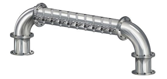 10 Tap Brushed 304SS 6" Dia. "U" Pipe Tower - Glycol Cooled