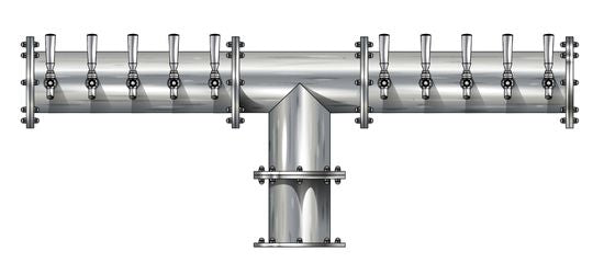 10 Tap Brushed 304SS 6" Dia. Pipe Tower - Glycol Cooled