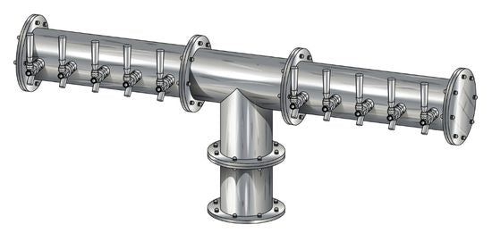 10 Tap Brushed 304SS 6" Dia. Pipe Tower - Glycol Cooled
