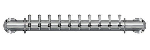 10 Tap Brushed 304SS 4" Dia. Wall Mount Pipe Tower - Glycol Cooled