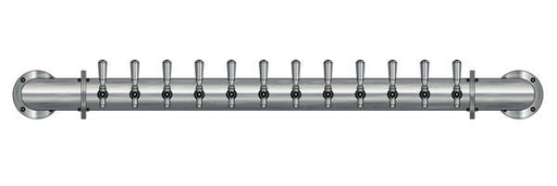 12 Tap Brushed 304SS 4" Dia. Wall Mount Pipe Tower - Glycol Cooled - Beverage Time