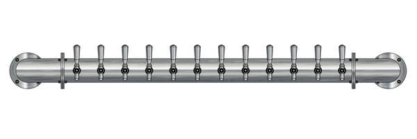 12 Tap Brushed 304SS 4" Dia. Wall Mount Pipe Tower - Glycol Cooled - Beverage Time