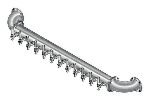 12 Tap Brushed 304SS 4" Dia. Wall Mount Pipe Tower - Glycol Cooled - Beverage Time