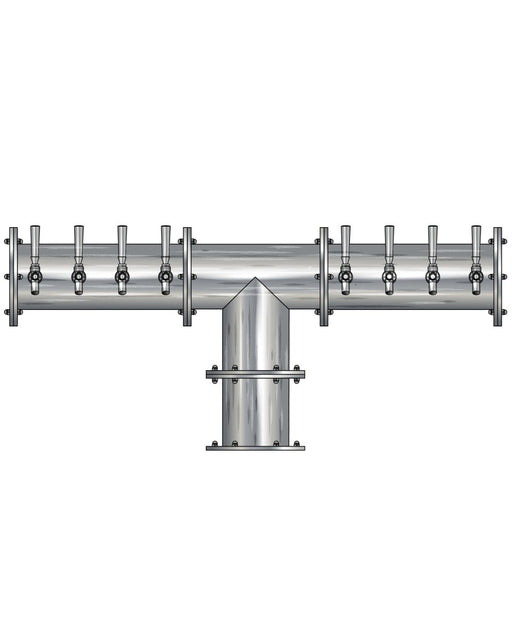 12 Tap Brushed 304SS 6" Dia. Double Service Pipe Tower - Glycol Cooled - Beverage Time