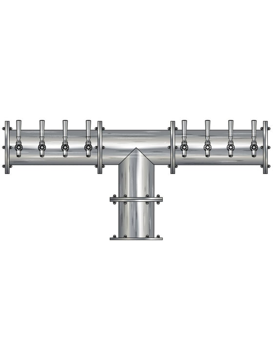 12 Tap Brushed 304SS 6" Dia. Double Service Pipe Tower - Glycol Cooled - Beverage Time