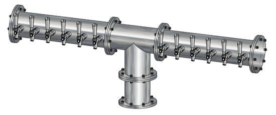 12 Tap Brushed 304SS 6" Dia. Pipe Tower - Glycol Cooled - Beverage Time