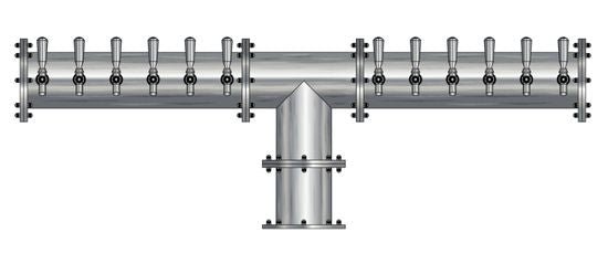 12 Tap Brushed 304SS 6" Dia. Pipe Tower - Glycol Cooled - Beverage Time