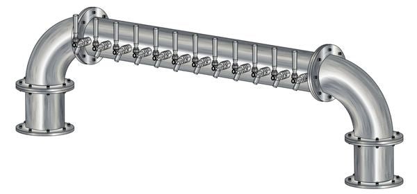 12 Tap Brushed 304SS 6" Dia. "U" Pipe Tower - Glycol Cooled - Beverage Time
