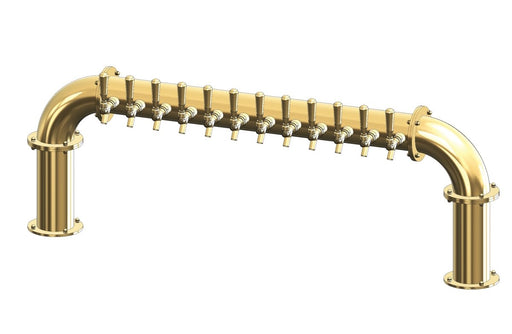 12 Tap Candy Gold Powder Coated 4" Dia. Pipe Tower - Air Cooled - Beverage Time