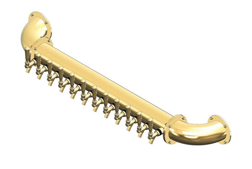 12 Tap Candy Gold Powder Coated 4" Dia. Wall Mount Pipe Tower - Air Cooled - Beverage Time