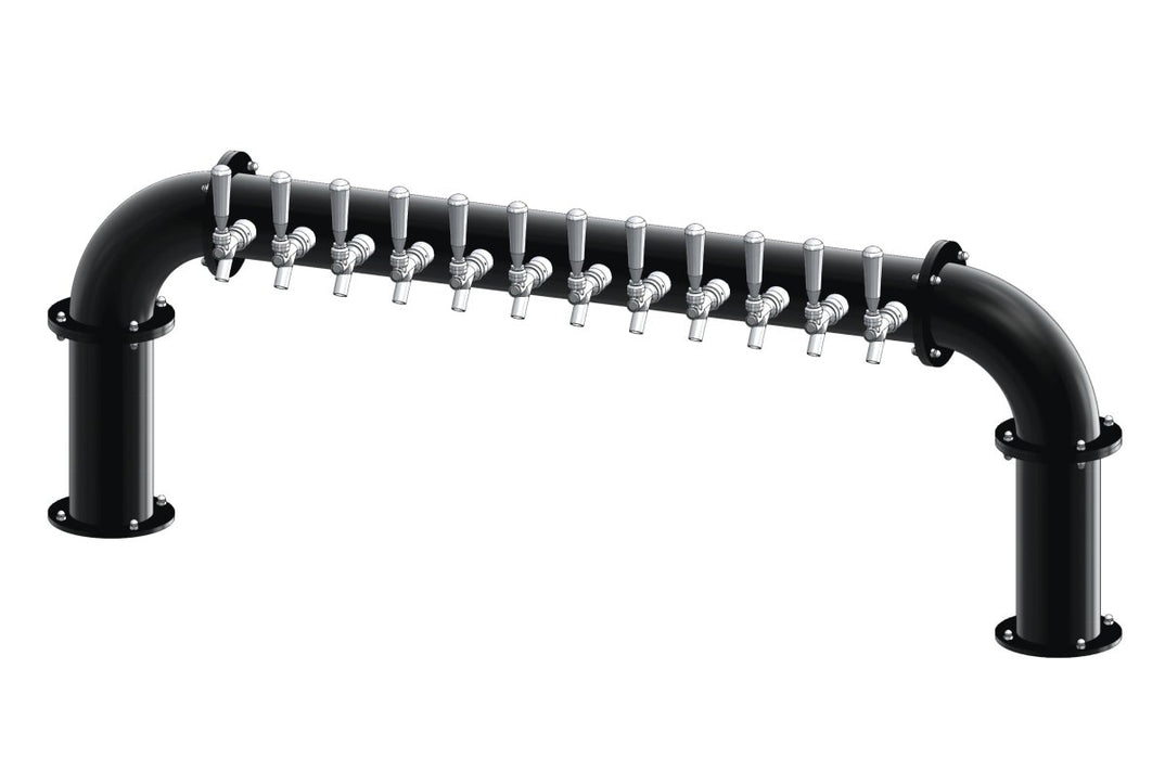 12 Tap Matte Black Powder Coated 4" Dia. Pipe Tower - Glycol Cooled - Beverage Time
