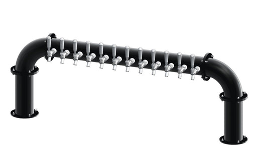 12 Tap Matte Black Powder Coated 4" Dia. Pipe Tower - Glycol Cooled - Beverage Time