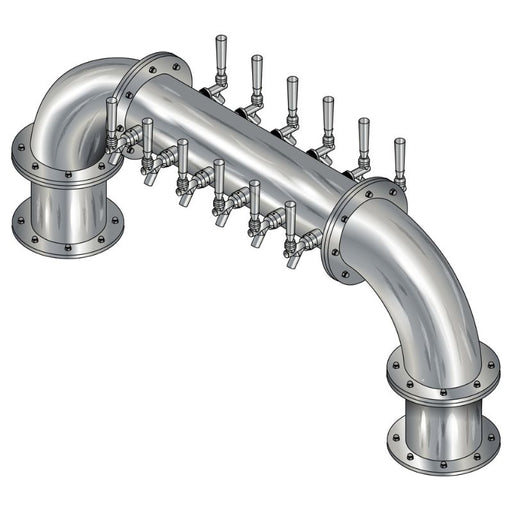 16 Tap Brushed 304SS 6" Dia. Double Service "U" Pipe Tower - Glycol Cooled