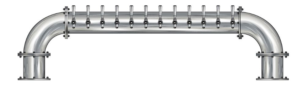 12 Tap Brushed 304SS 6" Dia. "U" Pipe Tower - Glycol Cooled
