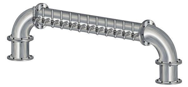 12 Tap Brushed 304SS 6" Dia. "U" Pipe Tower - Glycol Cooled