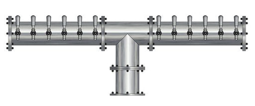 12 Tap Brushed 304SS 6" Dia. Pipe Tower - Glycol Cooled