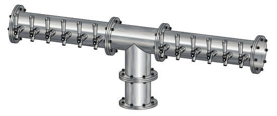 12 Tap Brushed 304SS 6" Dia. Pipe Tower - Glycol Cooled