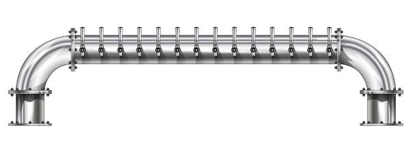 14 Tap Brushed 304SS 6" Dia. "U" Pipe Tower - Glycol Cooled - Beverage Time
