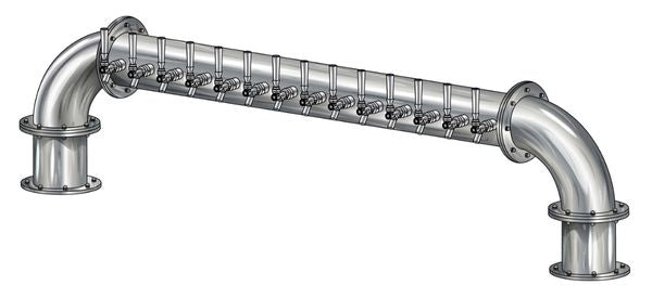 14 Tap Brushed 304SS 6" Dia. "U" Pipe Tower - Glycol Cooled