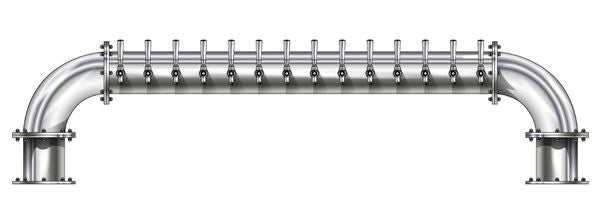 14 Tap Brushed 304SS 6" Dia. "U" Pipe Tower - Glycol Cooled