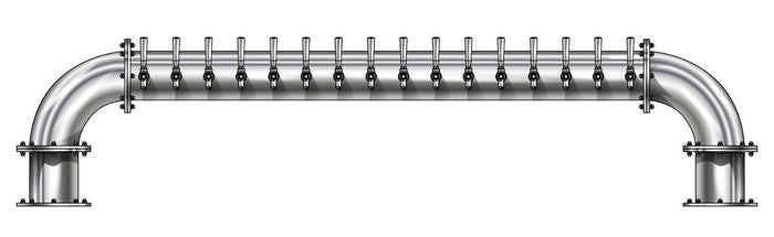 16 Tap Brushed 304SS 6" Dia. "U" Pipe Tower - Glycol Cooled - Beverage Time