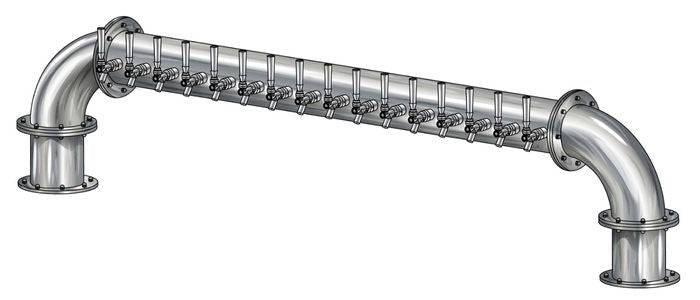 16 Tap Brushed 304SS 6" Dia. "U" Pipe Tower - Glycol Cooled - Beverage Time