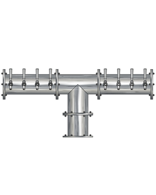 12 Tap Brushed 304SS 6" Dia. Double Service Pipe Tower - Glycol Cooled