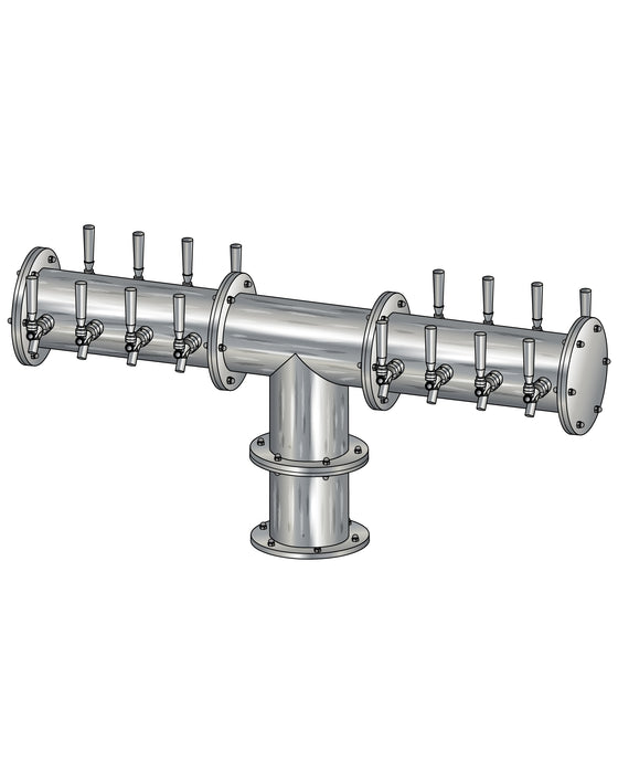16 Tap Brushed 304SS 6" Dia. Double Service Pipe Tower - Glycol Cooled