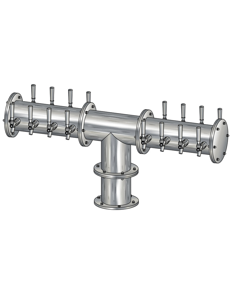 16 Tap Brushed 304SS 6" Dia. Double Service Pipe Tower - Glycol Cooled