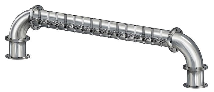 16 Tap Brushed 304SS 6" Dia. "U" Pipe Tower - Glycol Cooled