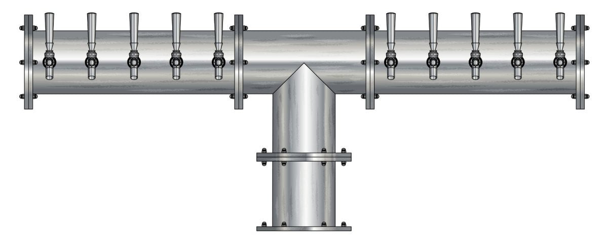 20 Tap Brushed 304SS 6" Dia. Double Service Pipe Tower - Glycol Cooled - Beverage Time