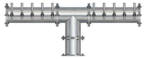 20 Tap Brushed 304SS 6" Dia. Double Service Pipe Tower - Glycol Cooled - Beverage Time