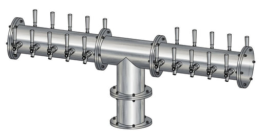 20 Tap Brushed 304SS 6" Dia. Double Service Pipe Tower - Glycol Cooled - Beverage Time