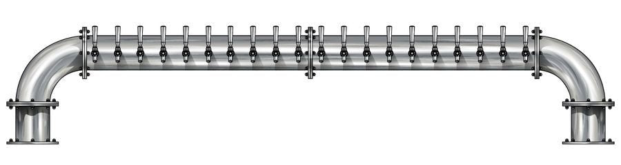 20 Tap Brushed 304SS 6" Dia. "U" Pipe Tower - Glycol Cooled - Beverage Time